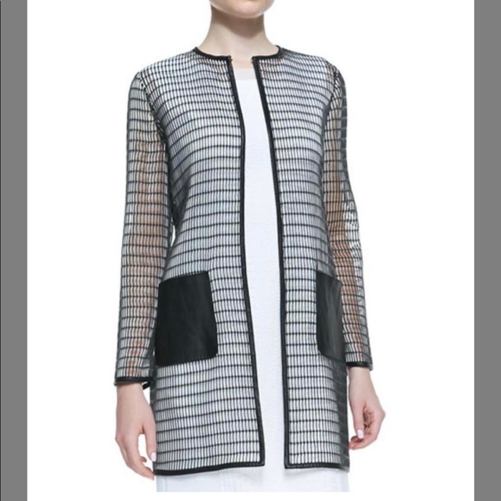 NWT Tahari Soho  black mesh duster trench coat/jacket.